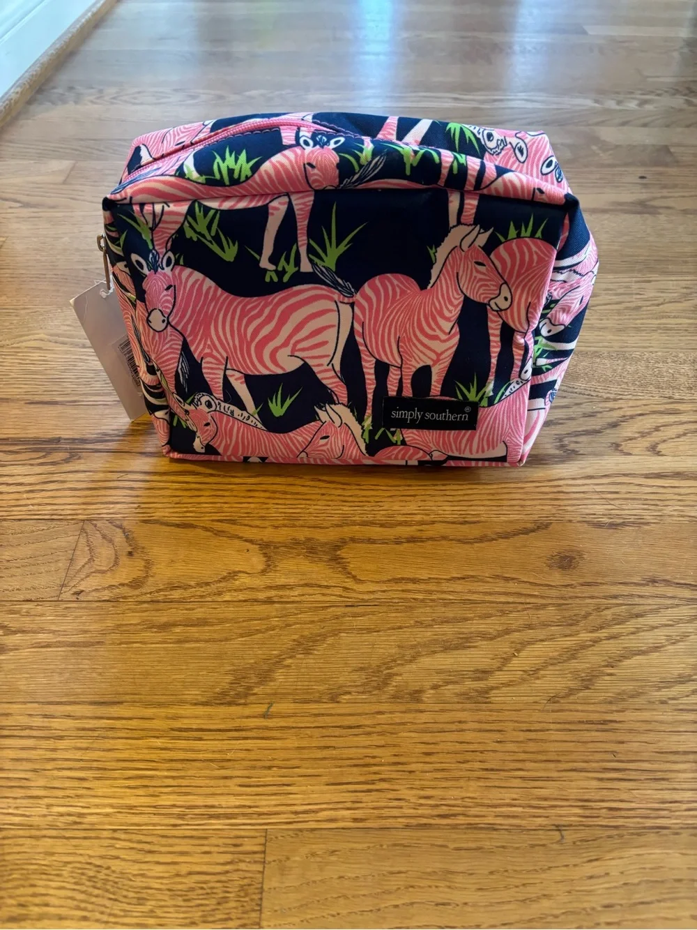NWT Simply Southern Zippered Cosmetics Make Up Toiletries Bag Zebra Print